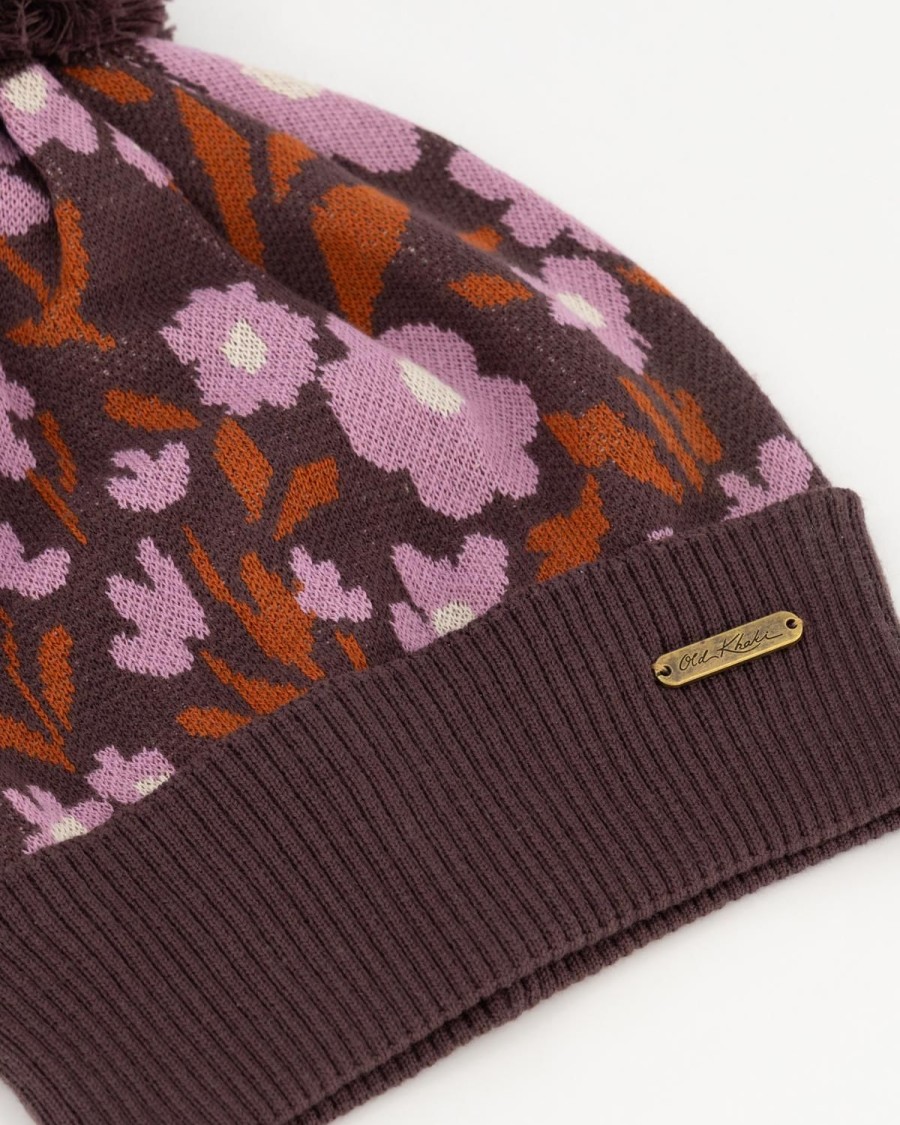 Old Khaki Beanies, Hats & Caps | Women'S Innike Intarsia Flower Beanie Brown