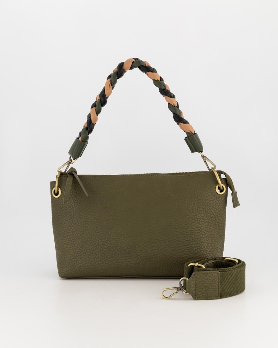 Old Khaki Bags & Purses | Women'S Celita Pebbled Braided Handle Bag Green