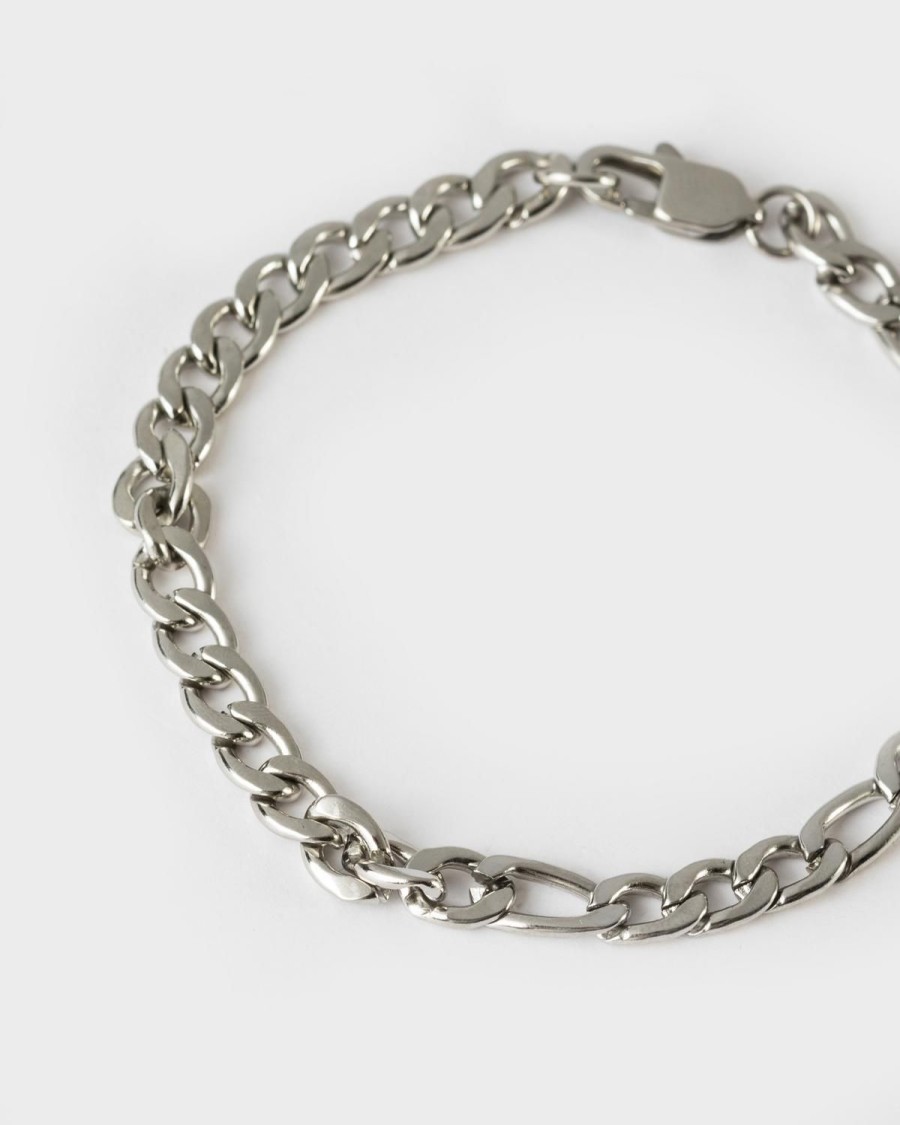 Old Khaki Jewellery | Men'S Stainless Steel Flat Chain Bracelet Silver