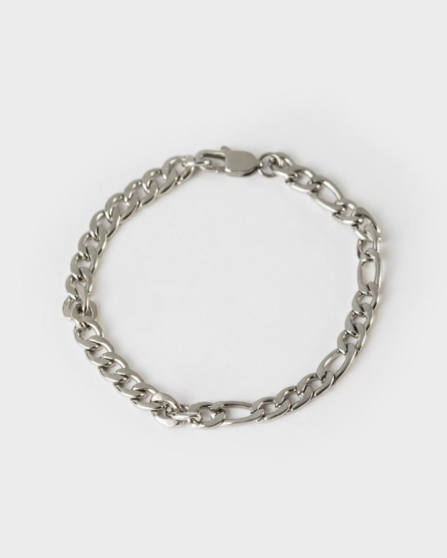 Old Khaki Jewellery | Men'S Stainless Steel Flat Chain Bracelet Silver