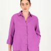 Old Khaki Shirts & Blouses | Women'S Maya Linen Shirt Purple