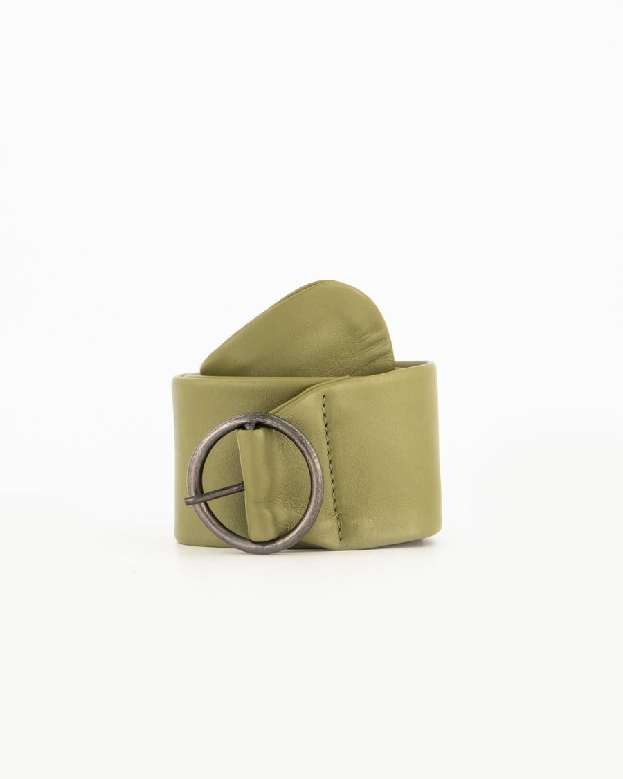 Old Khaki Belts | Phoebe Wide Leather Waist Belt Olive