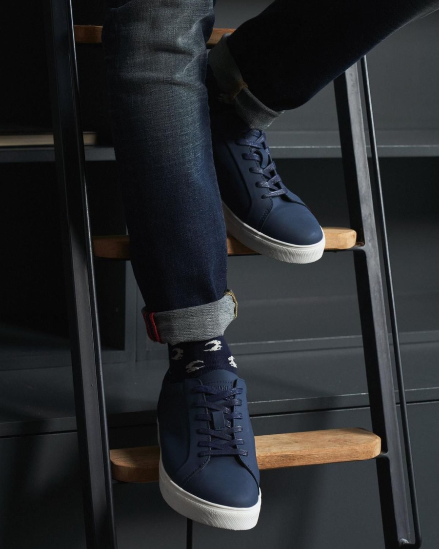 Old Khaki Sneakers | Men'S Shaka Leather Sneaker Navy