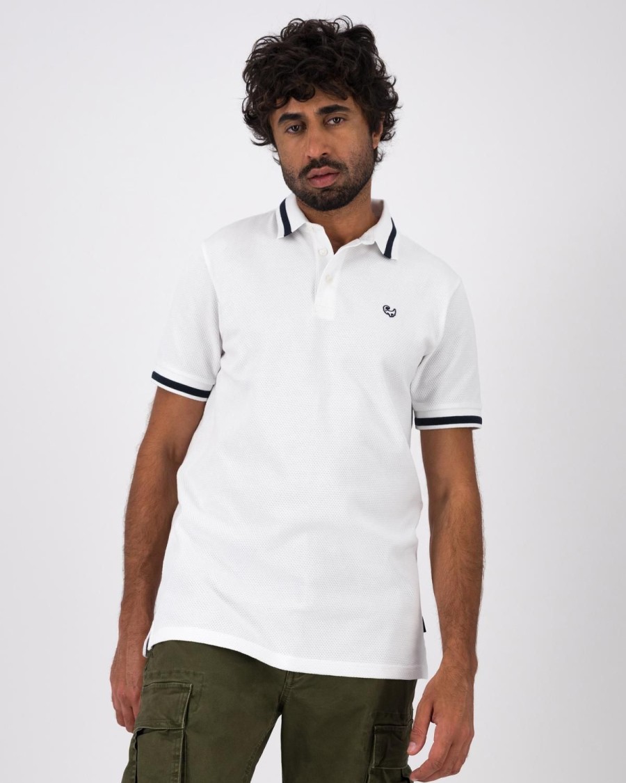 Old Khaki Golfers | Men'S Barclay Tipped Golfer White