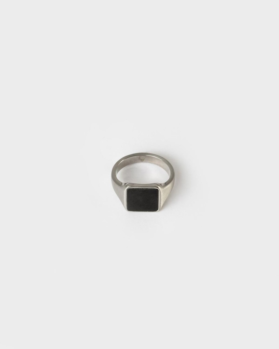 Old Khaki Jewellery | Men'S Stainless Steel Square Signet Ring Silver