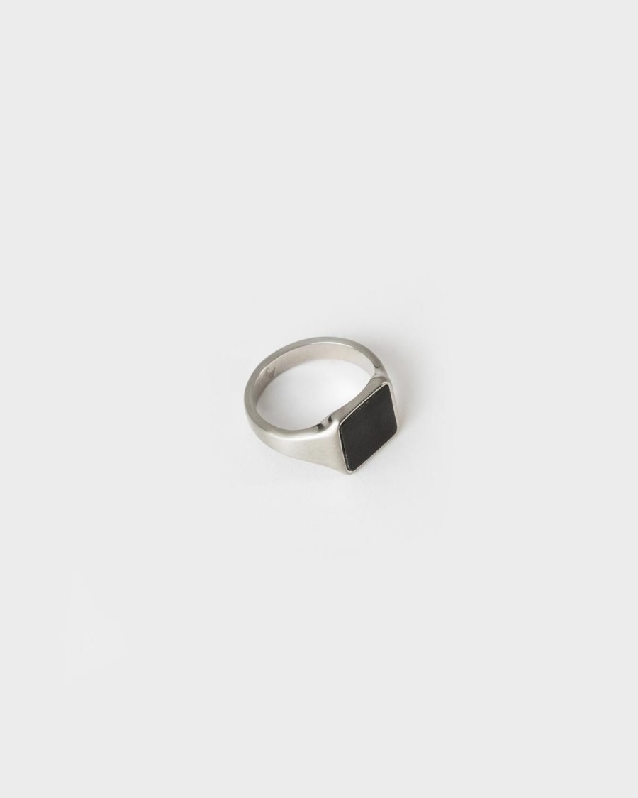 Old Khaki Jewellery | Men'S Stainless Steel Square Signet Ring Silver