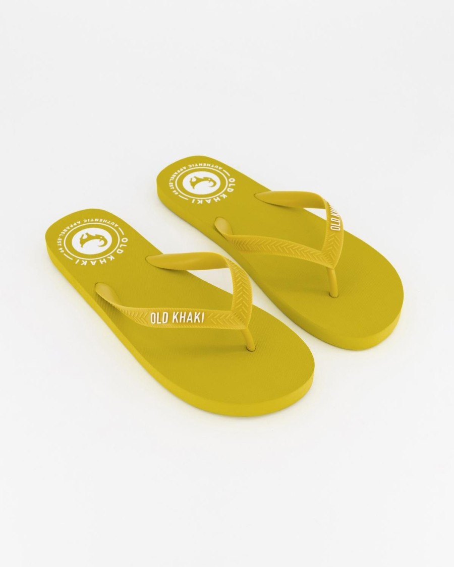 Old Khaki Flip-Flops | Men'S Plain Pacifico Flip Flop Chartreuse