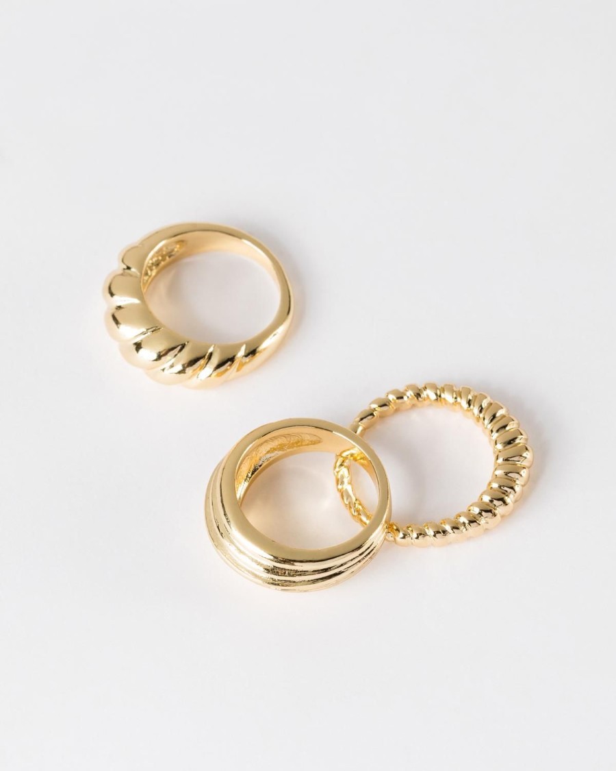 Old Khaki Jewellery | Women'S Twisted Rings 3-Pack Gold