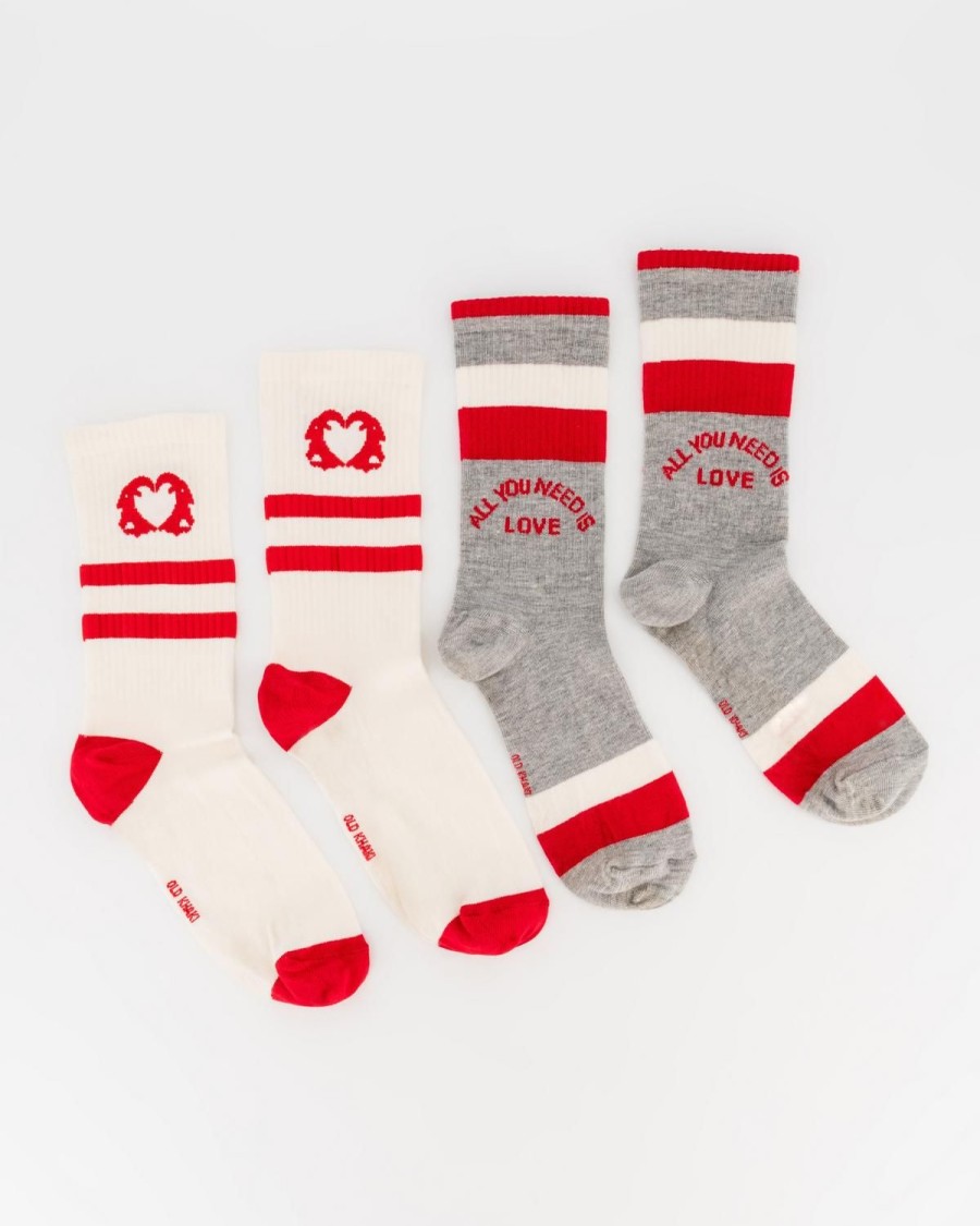 Old Khaki Socks | Uni Vivo Heart Groat Socks 2-Pack White