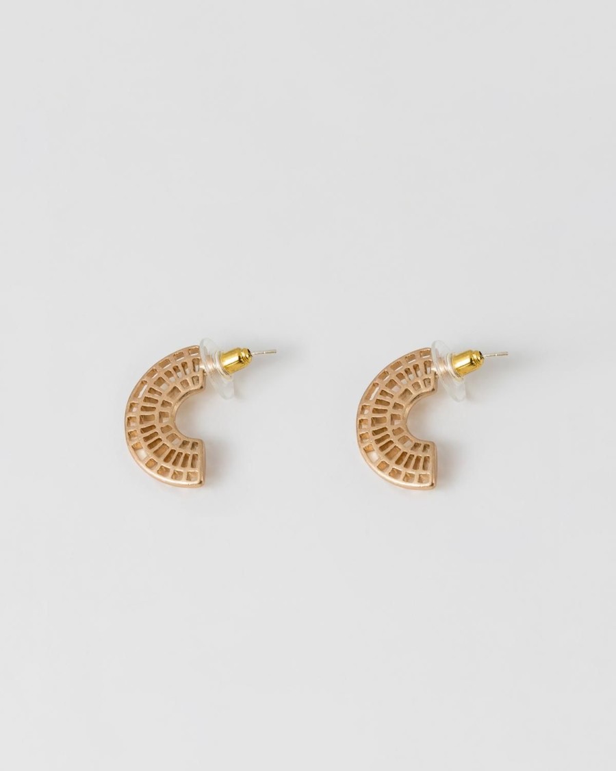 Old Khaki Jewellery | Women'S Arched Dangle Bead Earrings Gold