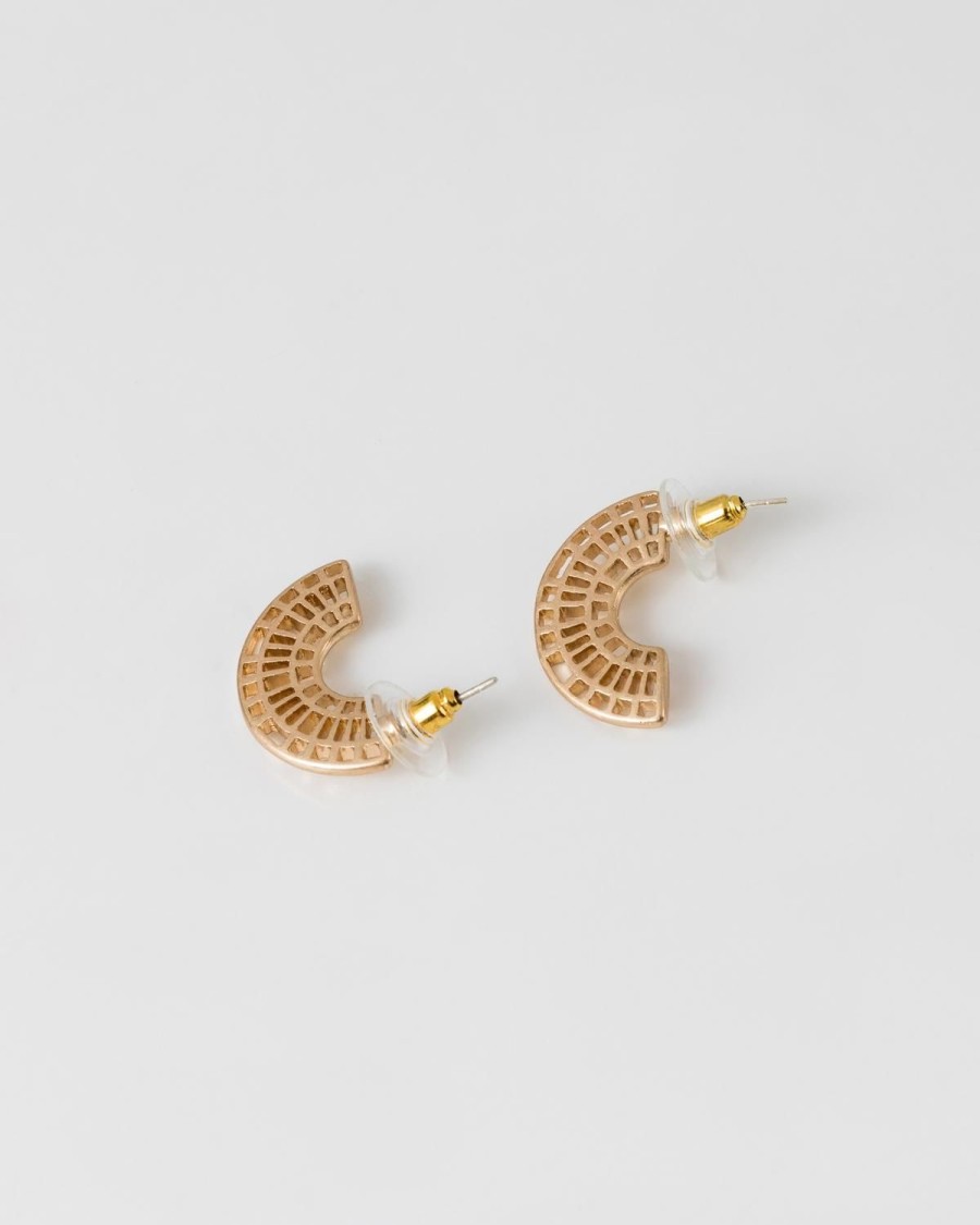 Old Khaki Jewellery | Women'S Arched Dangle Bead Earrings Gold