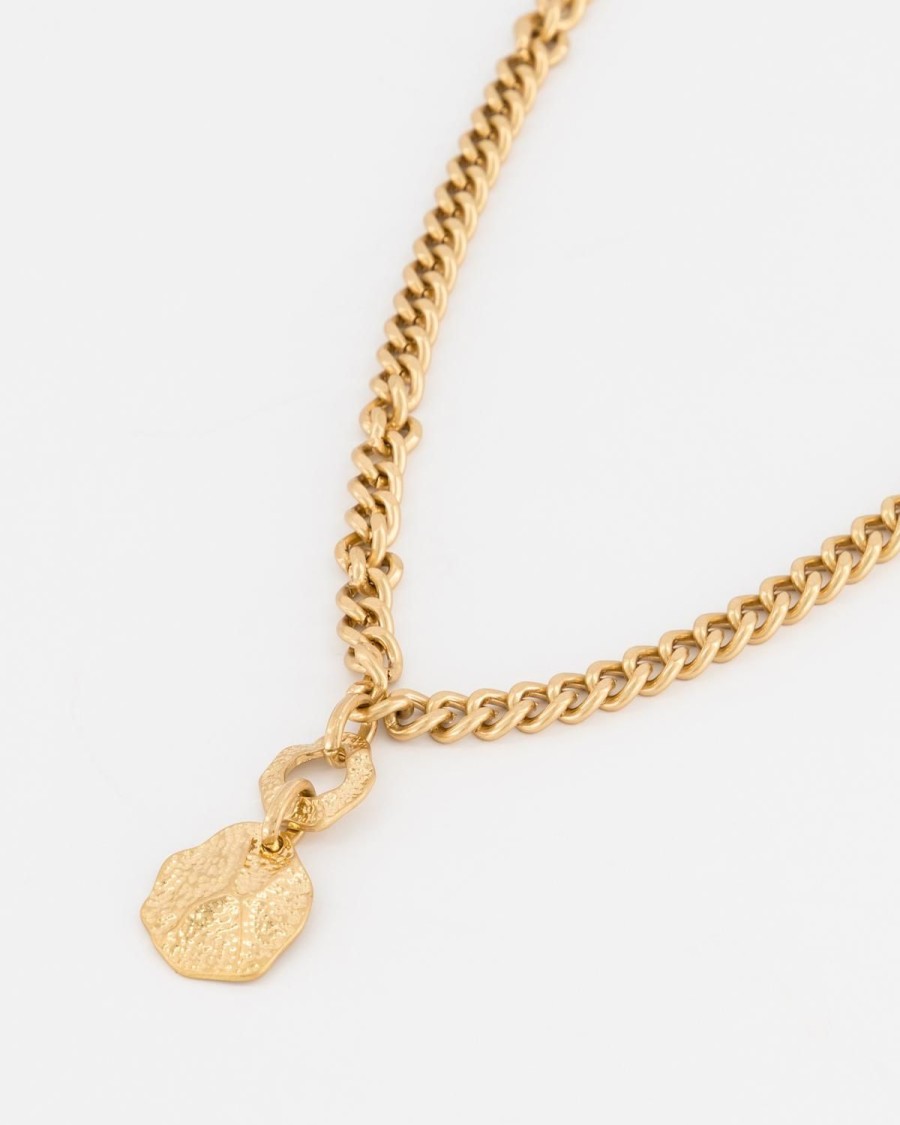 Old Khaki Jewellery | Women'S Hammered Charm Chain Necklace Gold